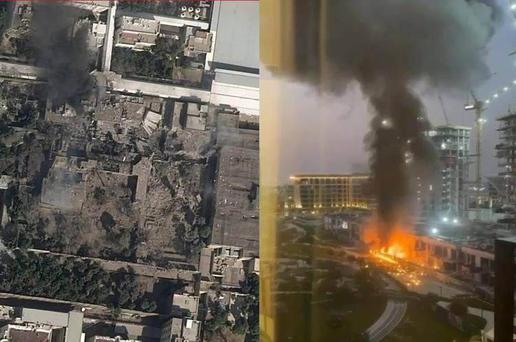 Residenza di Khamenei a sinistra (Ipa), esplosione a Dubai a destra