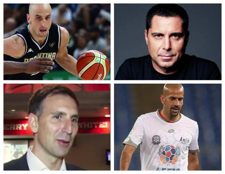Manu Ginobili, Riccardo Silva, Pepe Sanchez e Juan Sebastián Verón