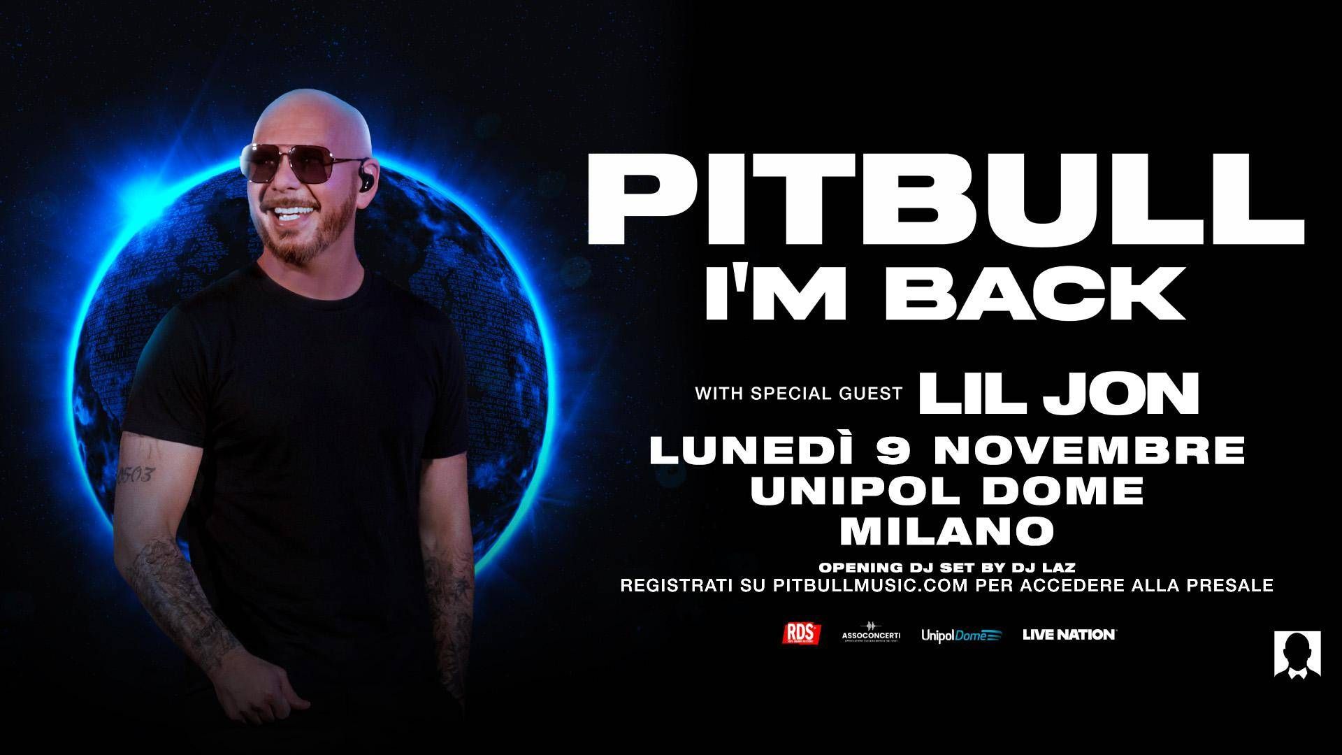 Pitbull torna in Italia, una data a novembre a Milano