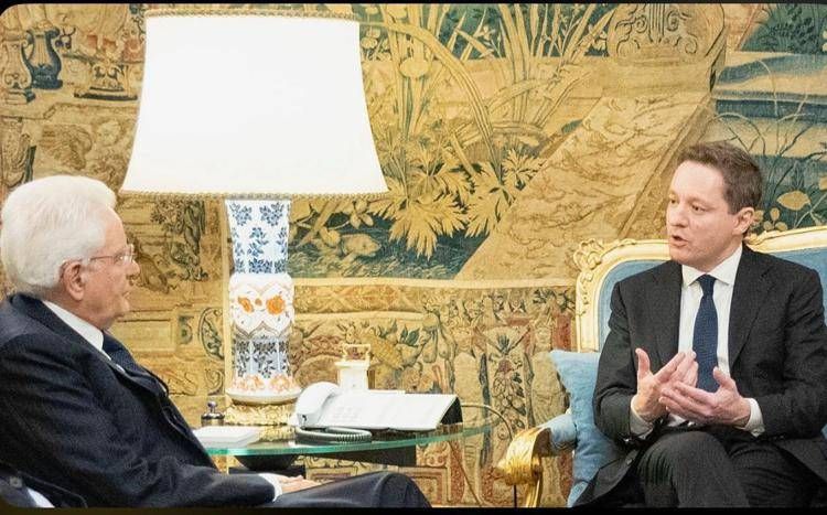 (Il presidente della Repubblica, Sergio Mattarella, e Andrea Ceccherini)
