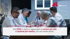 Nel 2028 numero più alto di pazienti per medico in Italia, il dato in uno studio