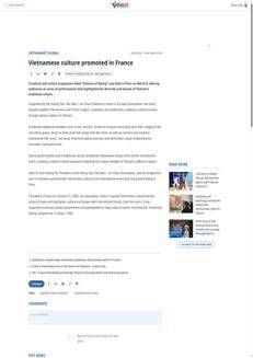 Vietnam: In Paris, the "Colors of Spring" program celebrates traditional Vietnamese culture.