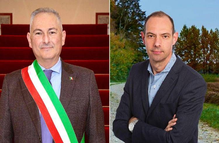 Il sindaco FdI di Pordenone Alessandro Basso e il leghista Loris Bazzo, sindaco di Carlino - Foto dai profili Facebook