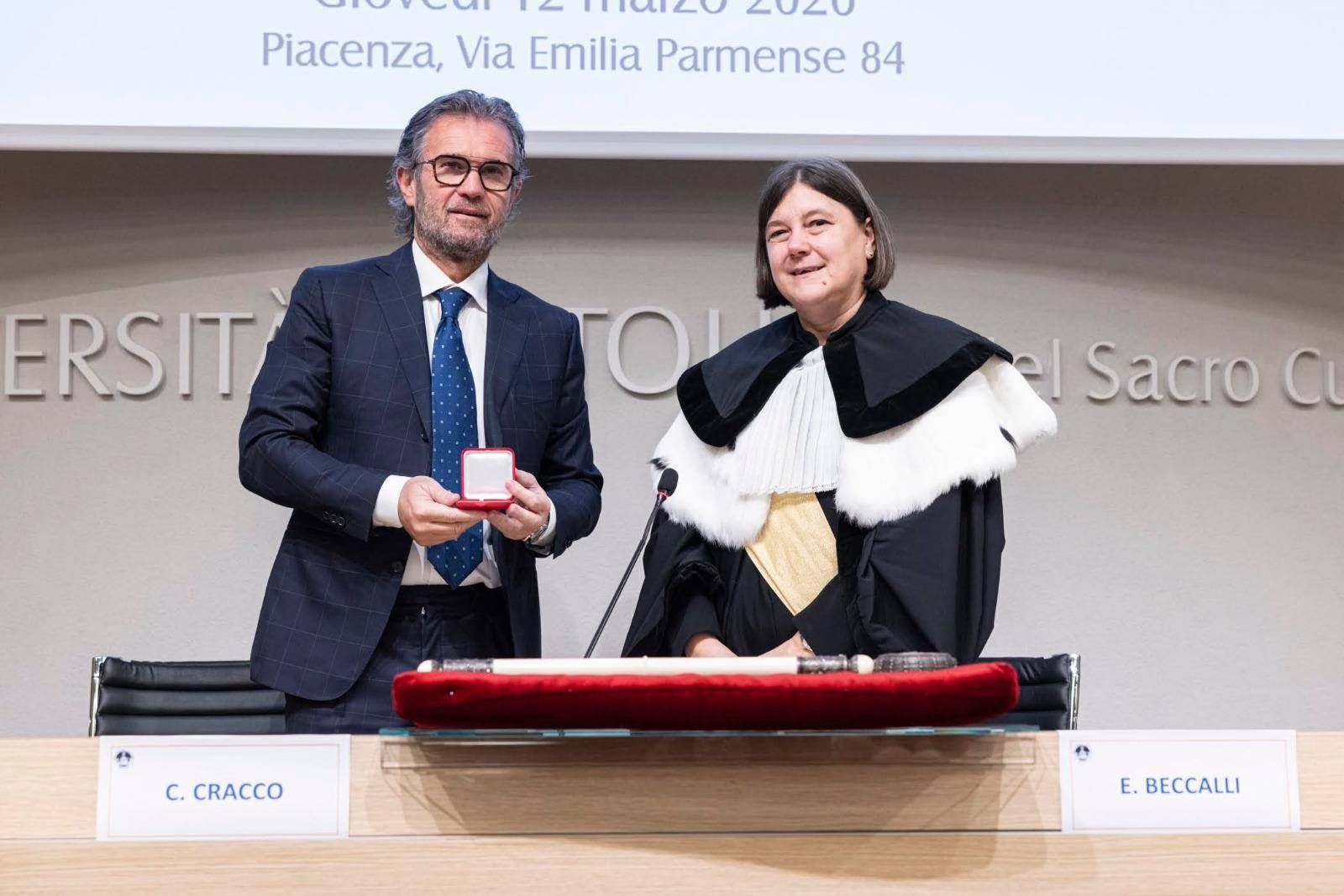 Lo chef Carlo Cracco all'apertura dell'anno accademico dell'Università Cattolica sede Piacenza-Cremona