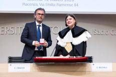 Lo chef Carlo Cracco all'apertura dell'anno accademico dell'Università Cattolica sede Piacenza-Cremona