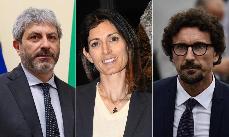 Roberto Fico, Virginia Raggi e Danilo Toninelli (Fotogramma/Ipa)