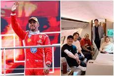 Lewis Hamilton e la foto in aereo - Ipa/Fotogramma e X