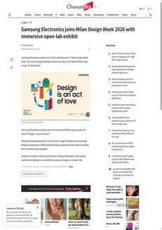 South Korea: Samsung Electronics to Participate in Milan Design Week 2026 in Italy