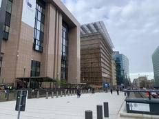 Le sedi del Consiglio, Justus Lipsius ed Europa Building, nel Quartiere Europeo a Bruxelles (foto Adnkronos)