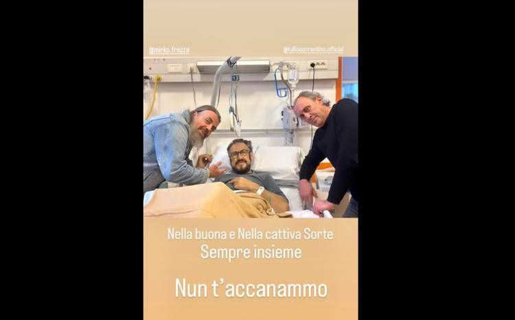 Marco Giallini in ospedale insieme a  Mirko Frezza e Tullio Sorrentino