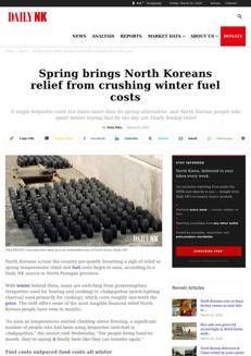 Spring brings relief to North Koreans after heavy winter fuel costs