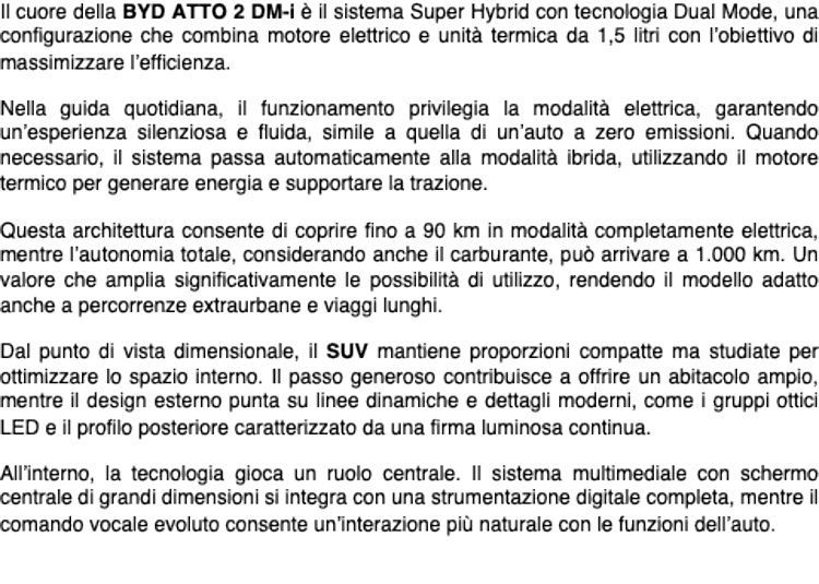 BYD ATTO 2 DM-i: il SUV compatto che punta su autonomia e costi ridotti