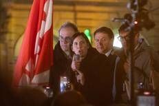 Bonelli, Schlein, Conte e Fratoianni in piazza dopo la vittoria del No al referendum sulla giustizia - Fotogramma /Ipa