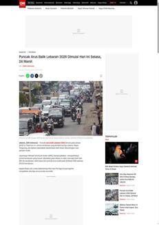 Indonesia: Inizia il picco del rientro per Lebaran 2026 con volume di veicoli superiore all'andata