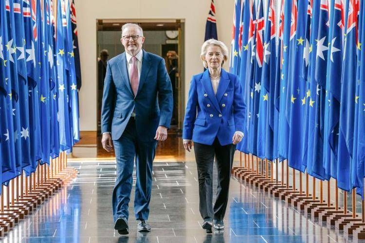 La presidente Ursula von der Leyen e il primo ministro Anthony Albanese a Canberra (© European Union)