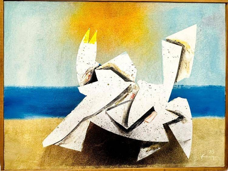 Gabbiani sulla spiaggia (1973 olio su tela)