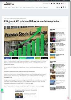 Pakistan: Karachi Stock Exchange opens sharply higher thanks to Middle East easing and Trump's statements