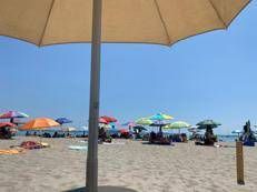 Una spiaggia affollata