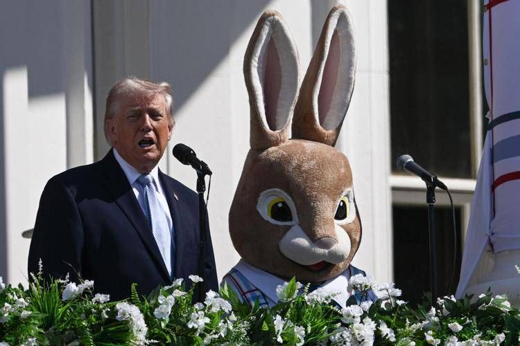 Trump durante il tradizionale evento di Pasqua alla Casa Bianca - Afp