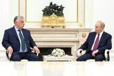Il premier ungherese Viktor Orban (a sinistra) e il presidente russo Vladimir Putin a Mosca durante un incontro nel 2024  - Fotogramma/Ipa
