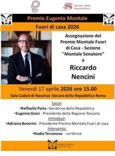 Il Premio 'Montale Fuori di Casa' a Riccardo Nencini