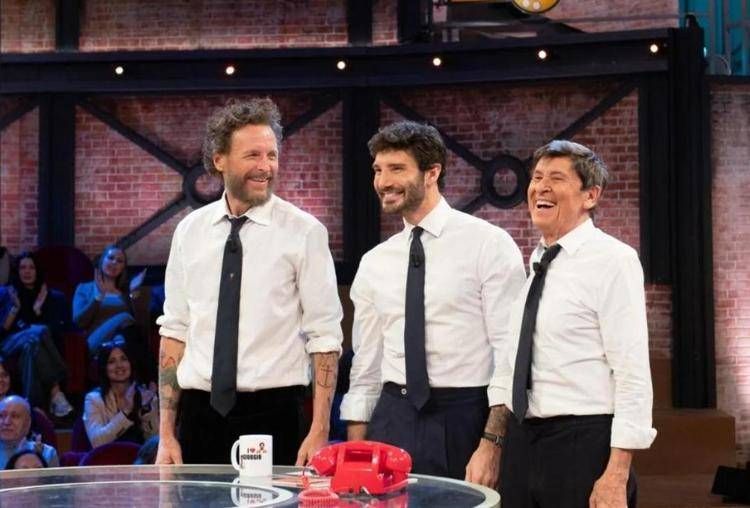 Jovanotti, Stefano De Martino e Gianni Morandi (foto di Gabriele De Rossi)