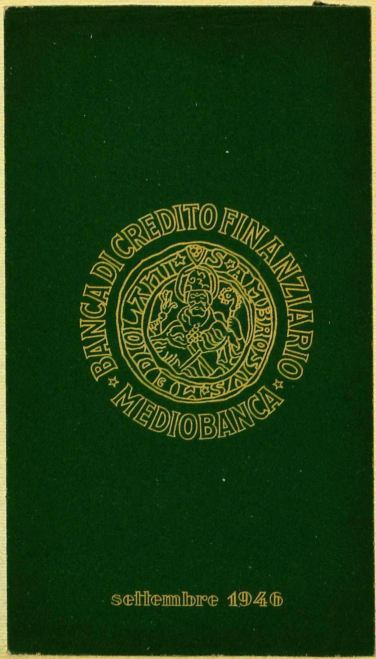 Logo di Mediobanca su un volantino che imita i libretti di deposito (1946) - Fonte: Archivio Storico Mediobanca