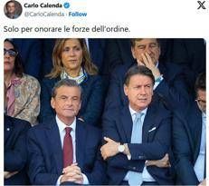 Calenda e Conte vicini di posto alla Festa della Polizia, la foto è un meme