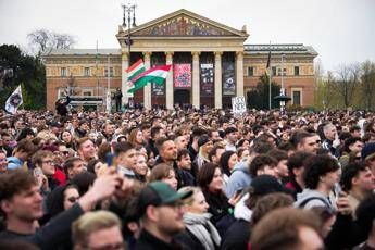 L'evento anti-Orban oggi a Budapest - Afp