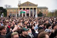 L'evento anti-Orban oggi a Budapest - Afp