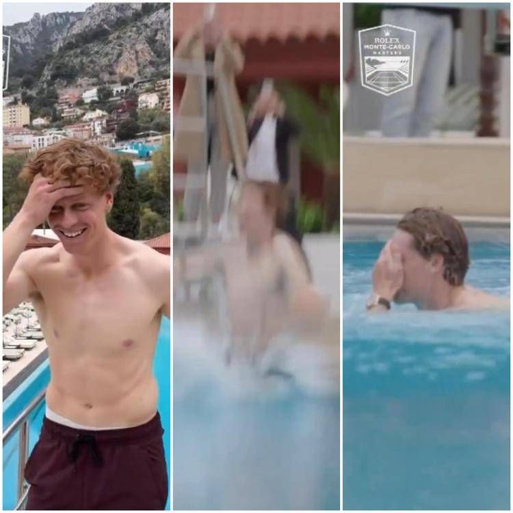 Sinner, festa a Montecarlo con... tuffo in piscina - Video