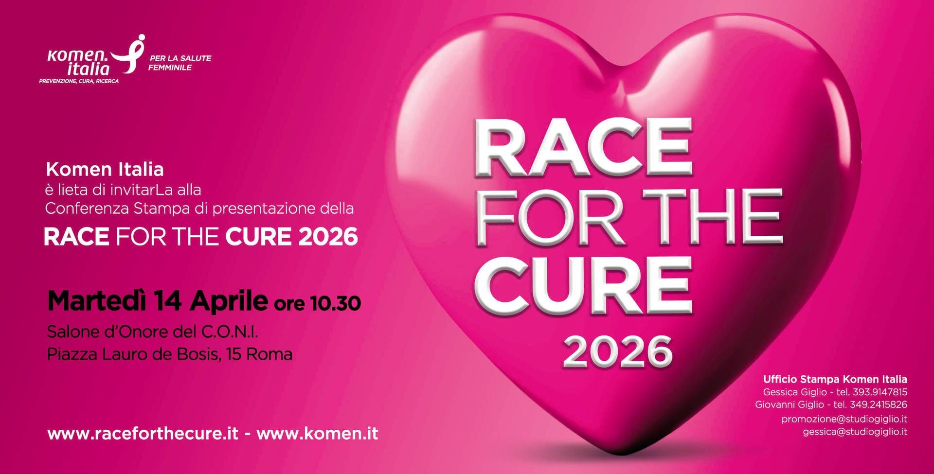 Roma si tinge di rosa, dal 7 al 10 maggio torna la Race for the Cure