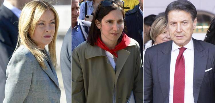 Giorgia Meloni, Elly Schlein e Giuseppe Conte (Fotogramma/Ipa)