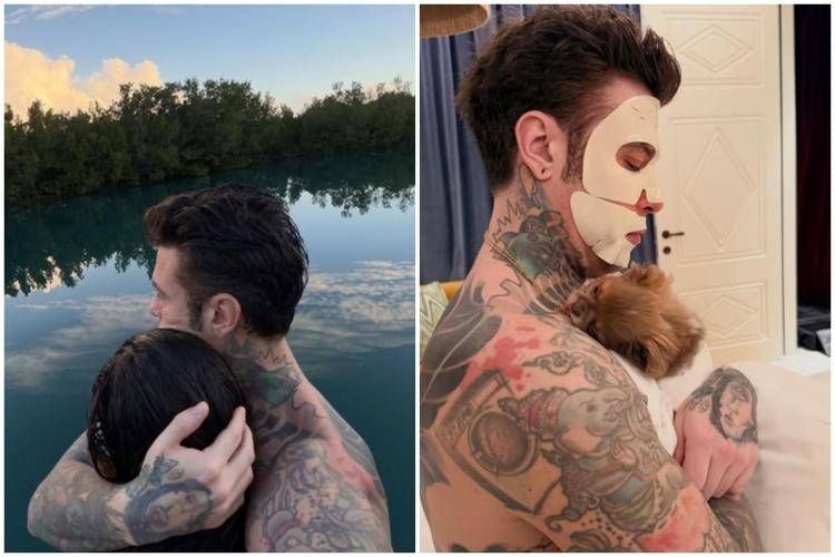 Fedez con la fidanzata e il cane