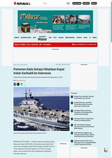 Indonesia: Il Parlamento italiano approva la donazione della portaerei Giuseppe Garibaldi alla Marina indonesiana