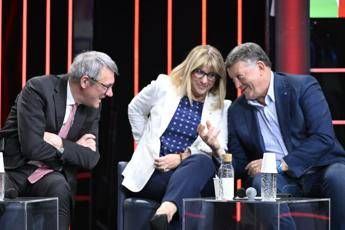 Dalla sinistra alla destra Maurizio Landini, Daniela Fumarola e Pierpaolo Bombardieri