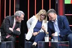 Dalla sinistra alla destra Maurizio Landini, Daniela Fumarola e Pierpaolo Bombardieri