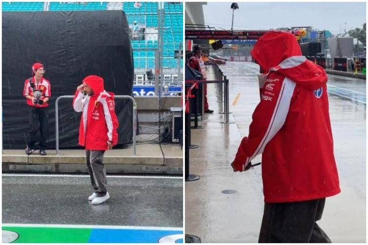 Lewis Hamilton sotto la pioggia di Miami - X