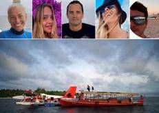 Immersione killer alle Maldive, morti 5 italiani. Nel riquadro - da sinistra a destra -Monica Montefalcone e sua figlia Giorgia Sommacal, Gianluca Benedetti, Muriel Oddenino e Federico Gualtieri - Fotogramma /Ipa /Unige /Albatros top boat /Facebook /Instagram
