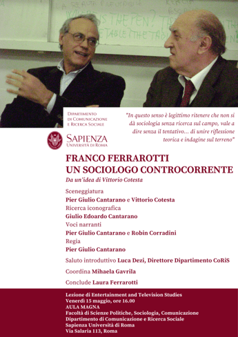 Sapienza ricorda Franco Ferrarotti con l’incontro-spettacolo “Franco Ferrarotti. Un sociologo controcorrente”