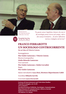 Sapienza ricorda Franco Ferrarotti con l’incontro-spettacolo “Franco Ferrarotti. Un sociologo controcorrente”