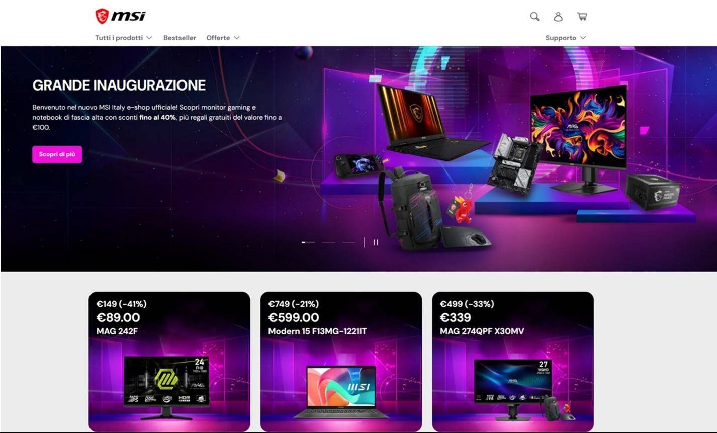 MSI annuncia l'e-Shop ufficiale in Italia