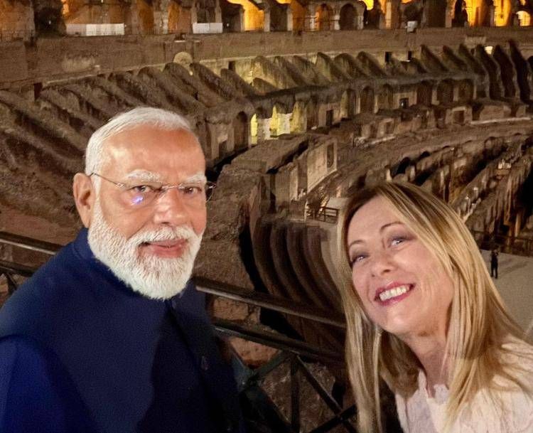 Modi e Meloni al Colosseo - Giorgia Meloni /X