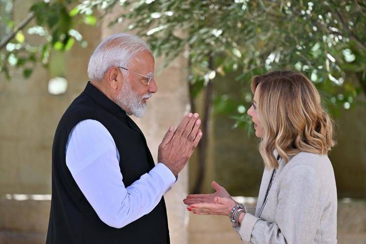 La premier Giorgia Meloni e il primo ministro indiano Narendra Modi - (Ipa)