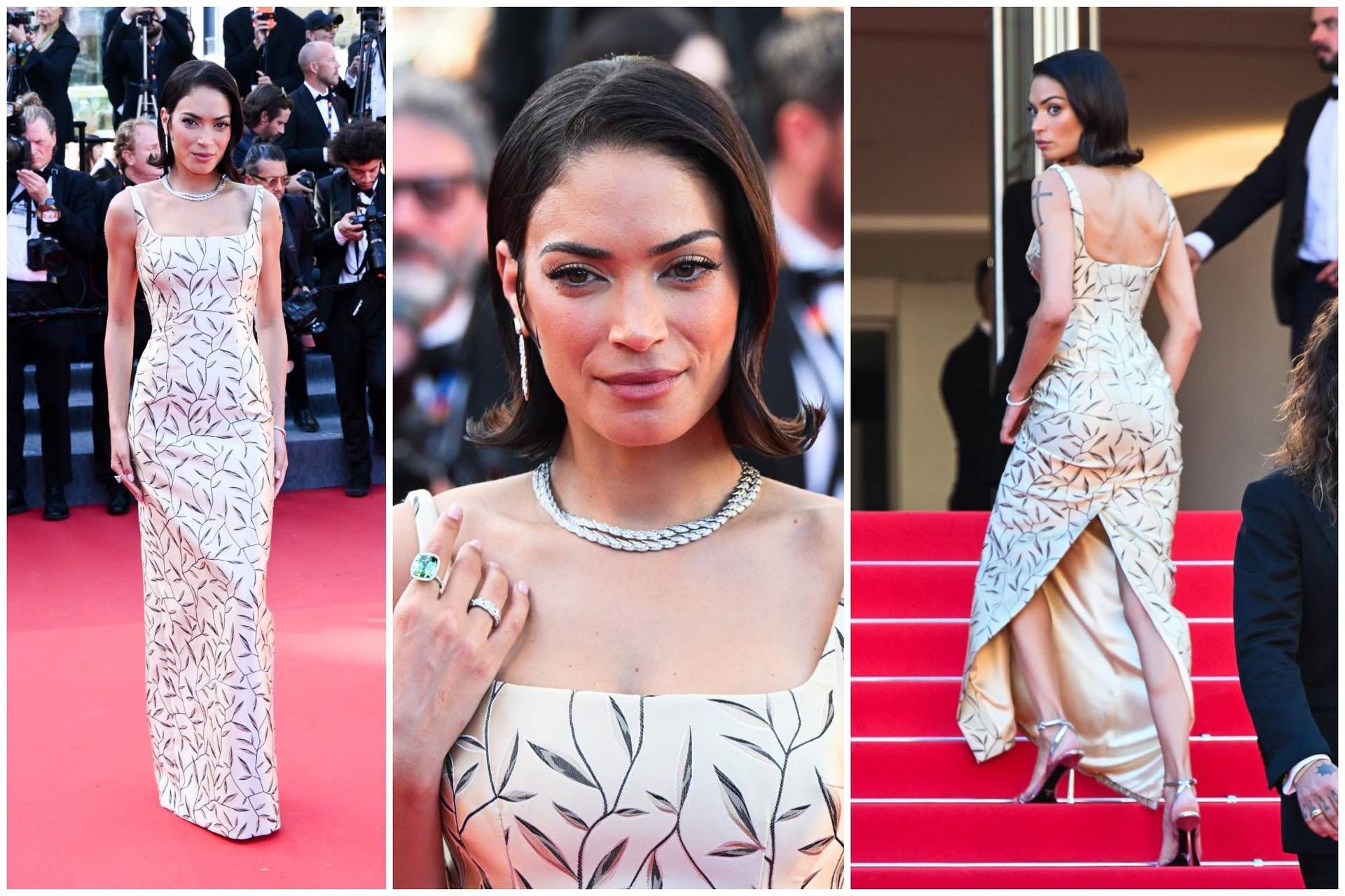 Cannes, Elodie sul tappeto rosso con un look da diva d'altri tempi