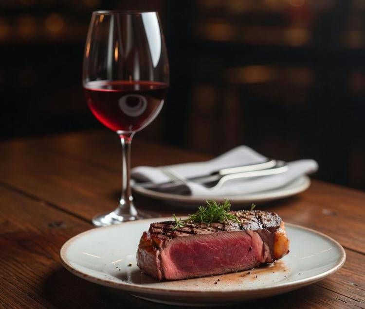 Una bistecca e un bicchiere di vino - (Foto da social)