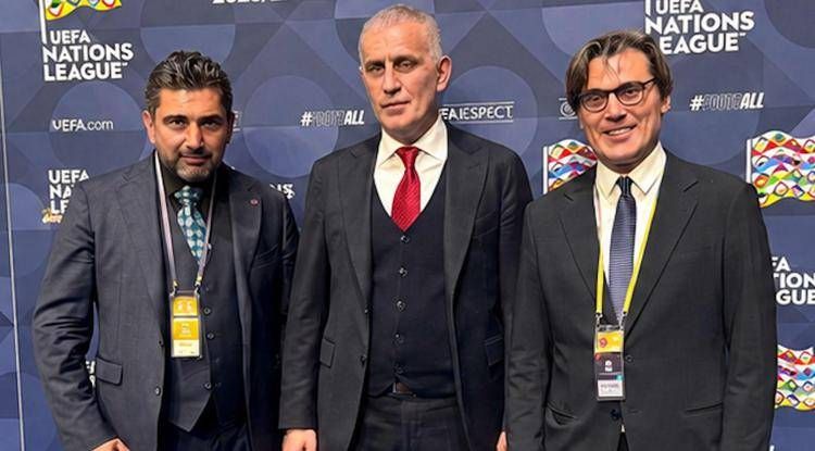 Çağrı Kanver, İbrahim Hacıosmanoğlu e Vincenzo Montella   - uff. stampa