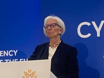 La presidente della Bce Christine Lagarde a Cipro per l'Eurogruppo - foto Adnkronos
