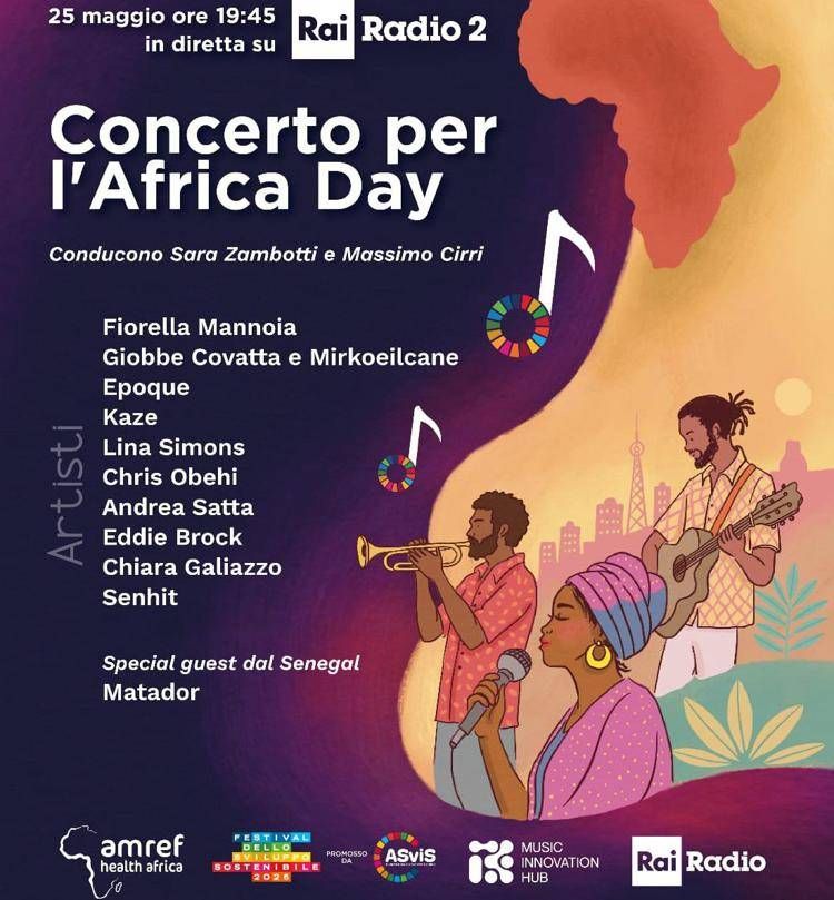 Da Mannoia a Eddie Brock, 'Concerto per l'Africa Day' lunedì su Rai Radio2