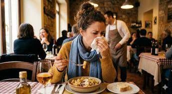 Donna mangia e si soffia il naso - (Gemini)
